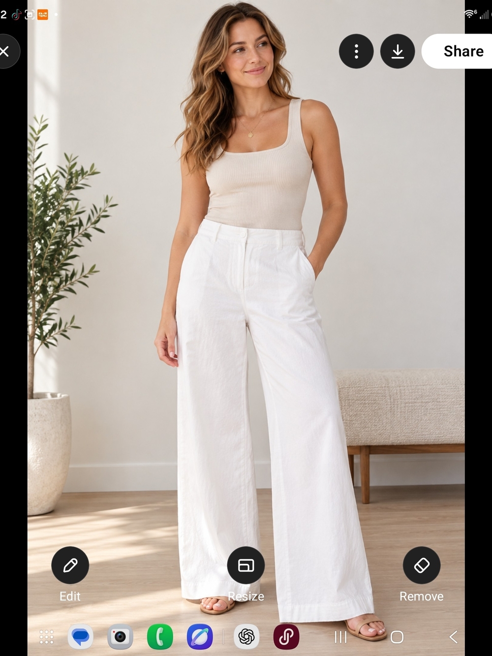 J. Crew Wide-Leg High-Rise Pants in White Size 18